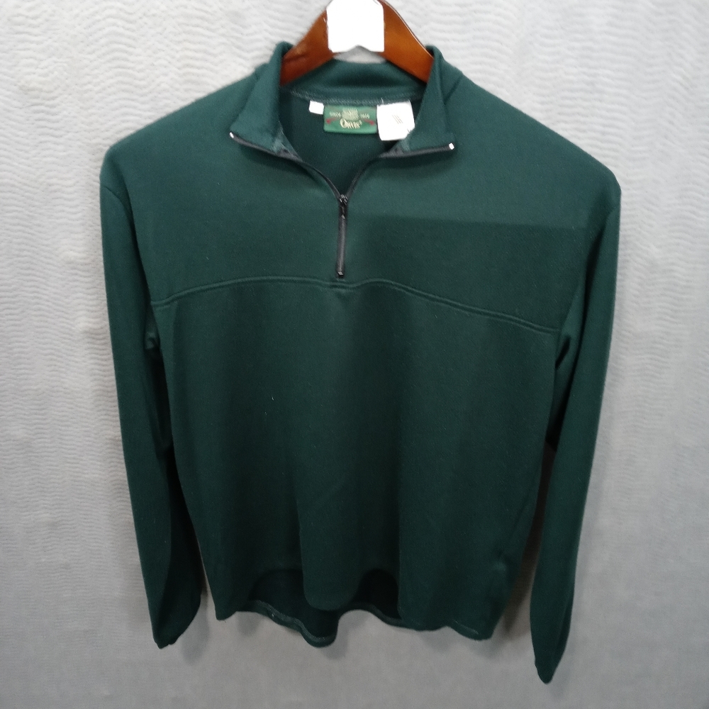 Orvis Polartec men's long sleeve quarter zip pullover sweater green sz large. pb